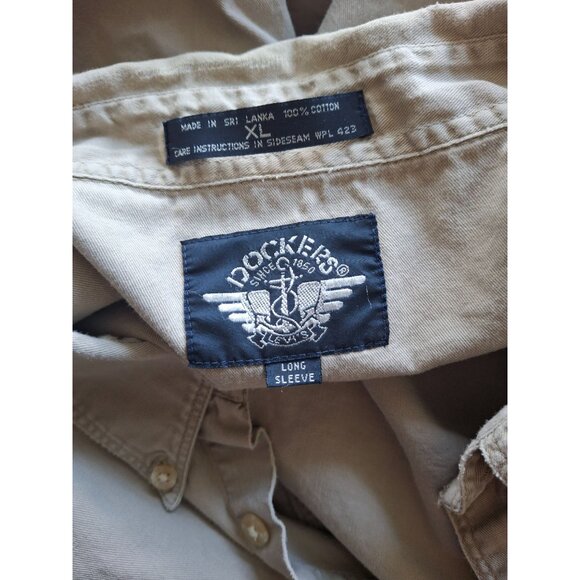 Dockers Long Sleeve Button Down Shirt Mens Size XL Beige - Picture 3 of 5